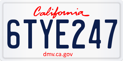 CA license plate 6TYE247