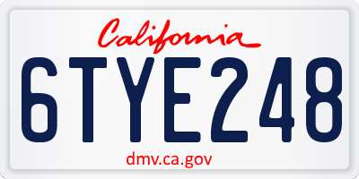 CA license plate 6TYE248