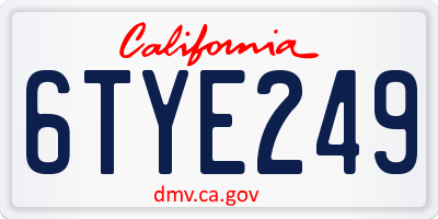 CA license plate 6TYE249