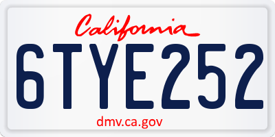 CA license plate 6TYE252