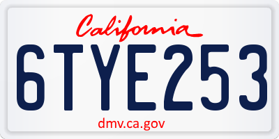 CA license plate 6TYE253