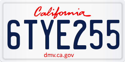 CA license plate 6TYE255