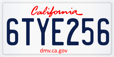CA license plate 6TYE256