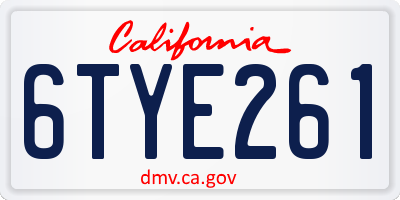 CA license plate 6TYE261