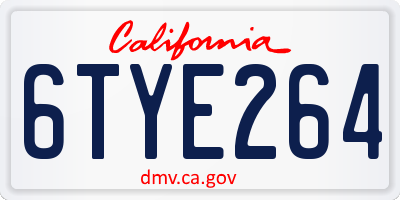 CA license plate 6TYE264