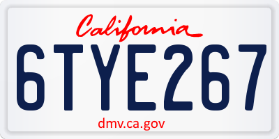 CA license plate 6TYE267