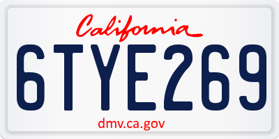 CA license plate 6TYE269