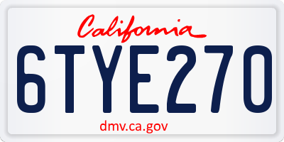 CA license plate 6TYE270