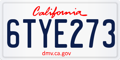 CA license plate 6TYE273