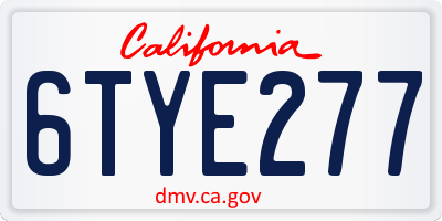CA license plate 6TYE277