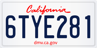 CA license plate 6TYE281
