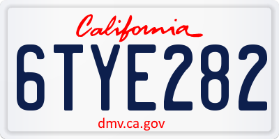 CA license plate 6TYE282