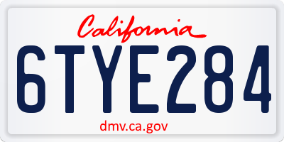 CA license plate 6TYE284