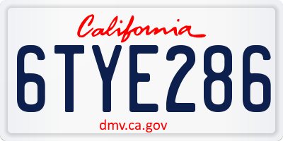 CA license plate 6TYE286