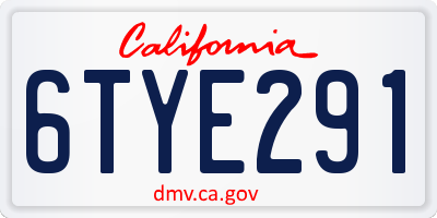 CA license plate 6TYE291