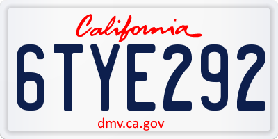 CA license plate 6TYE292