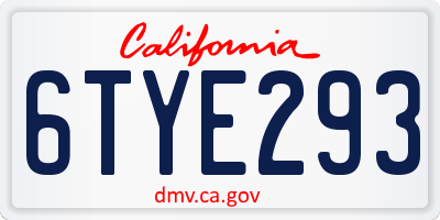 CA license plate 6TYE293