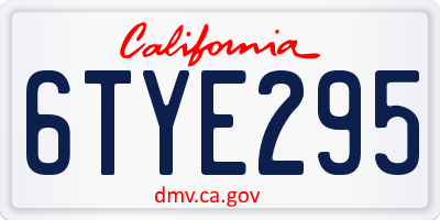 CA license plate 6TYE295