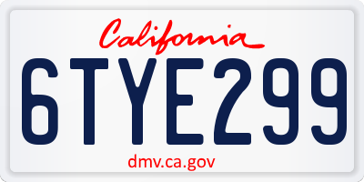 CA license plate 6TYE299