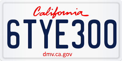 CA license plate 6TYE300