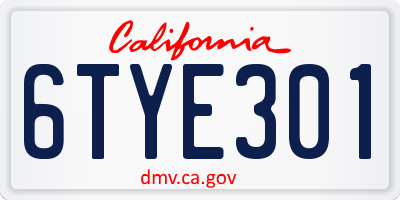 CA license plate 6TYE301