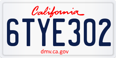 CA license plate 6TYE302