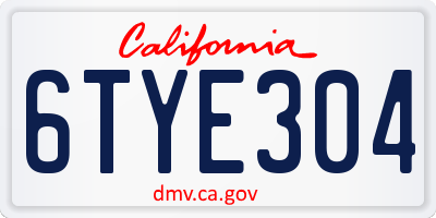 CA license plate 6TYE304