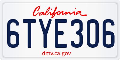 CA license plate 6TYE306