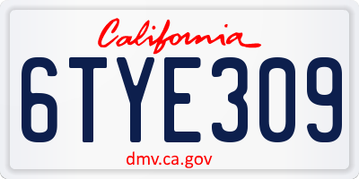 CA license plate 6TYE309
