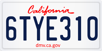 CA license plate 6TYE310
