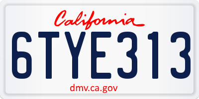 CA license plate 6TYE313