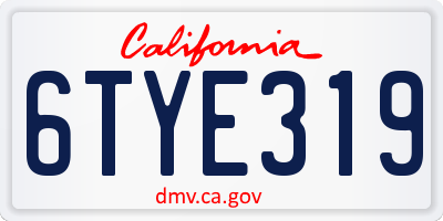 CA license plate 6TYE319
