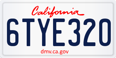 CA license plate 6TYE320