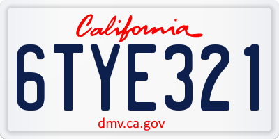 CA license plate 6TYE321