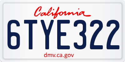 CA license plate 6TYE322