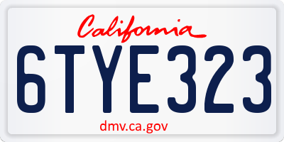 CA license plate 6TYE323