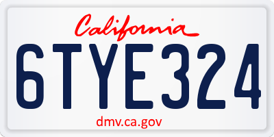 CA license plate 6TYE324