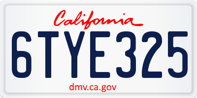 CA license plate 6TYE325