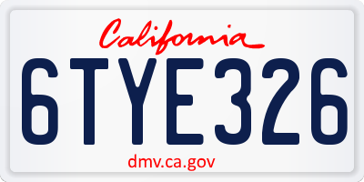 CA license plate 6TYE326