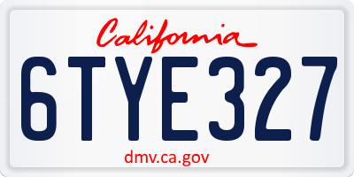 CA license plate 6TYE327