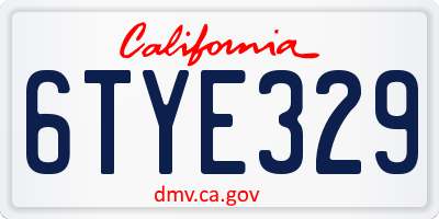 CA license plate 6TYE329