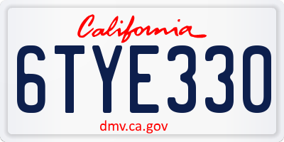 CA license plate 6TYE330