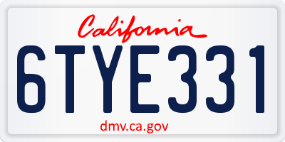 CA license plate 6TYE331