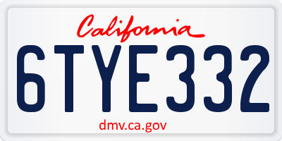 CA license plate 6TYE332