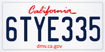 CA license plate 6TYE335