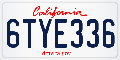 CA license plate 6TYE336