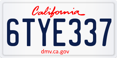 CA license plate 6TYE337