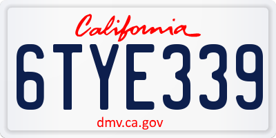 CA license plate 6TYE339