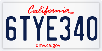 CA license plate 6TYE340