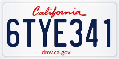 CA license plate 6TYE341